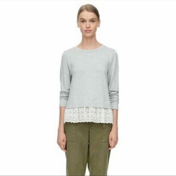 Rebecca Taylor • Long Sleeve Lace Embroidered Terry Top - Picture 3 of 9